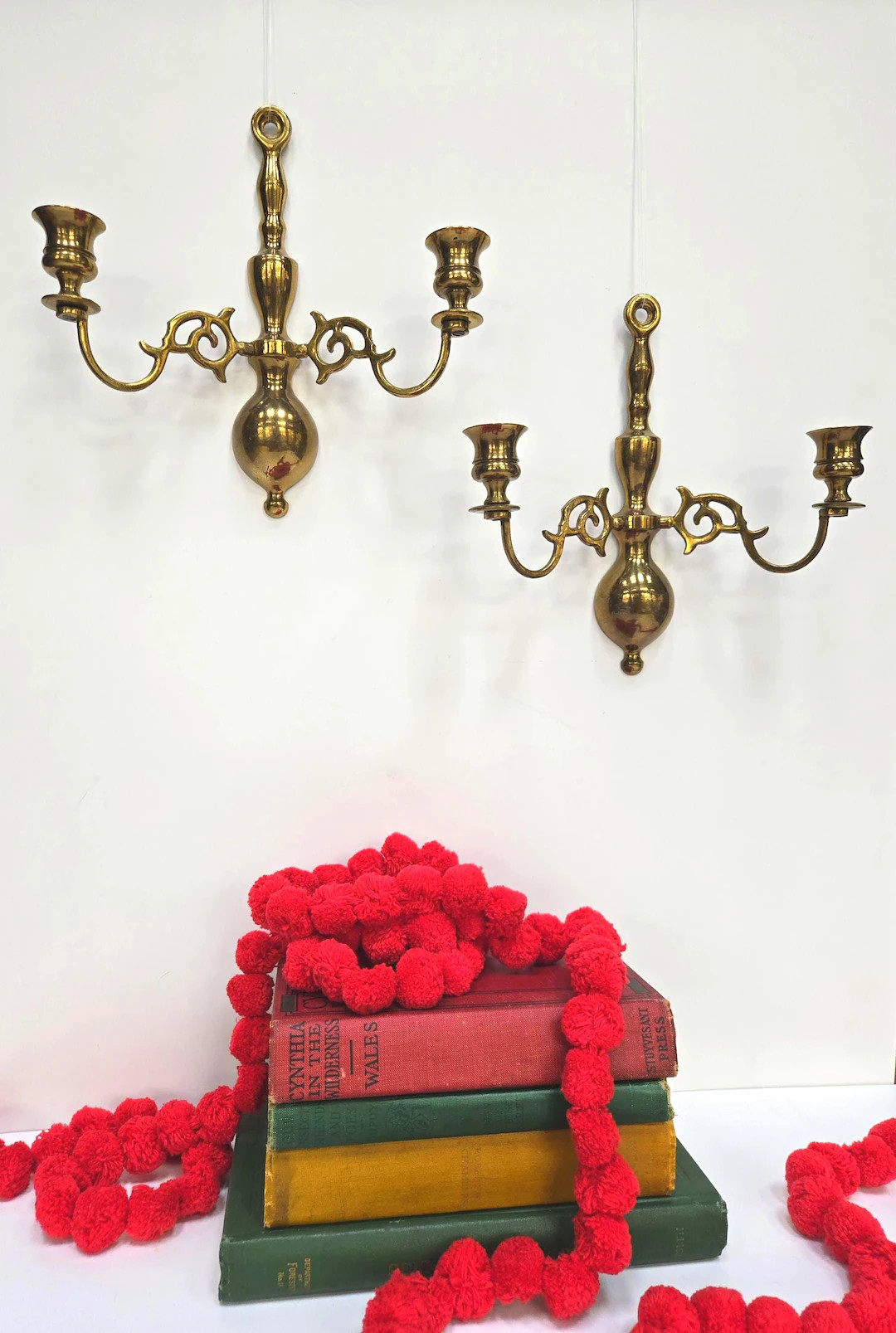 Brass Wall Sconce Candleholders, Set of 2, Wall Decor, Vintage, Home - Etsy | Etsy (US)