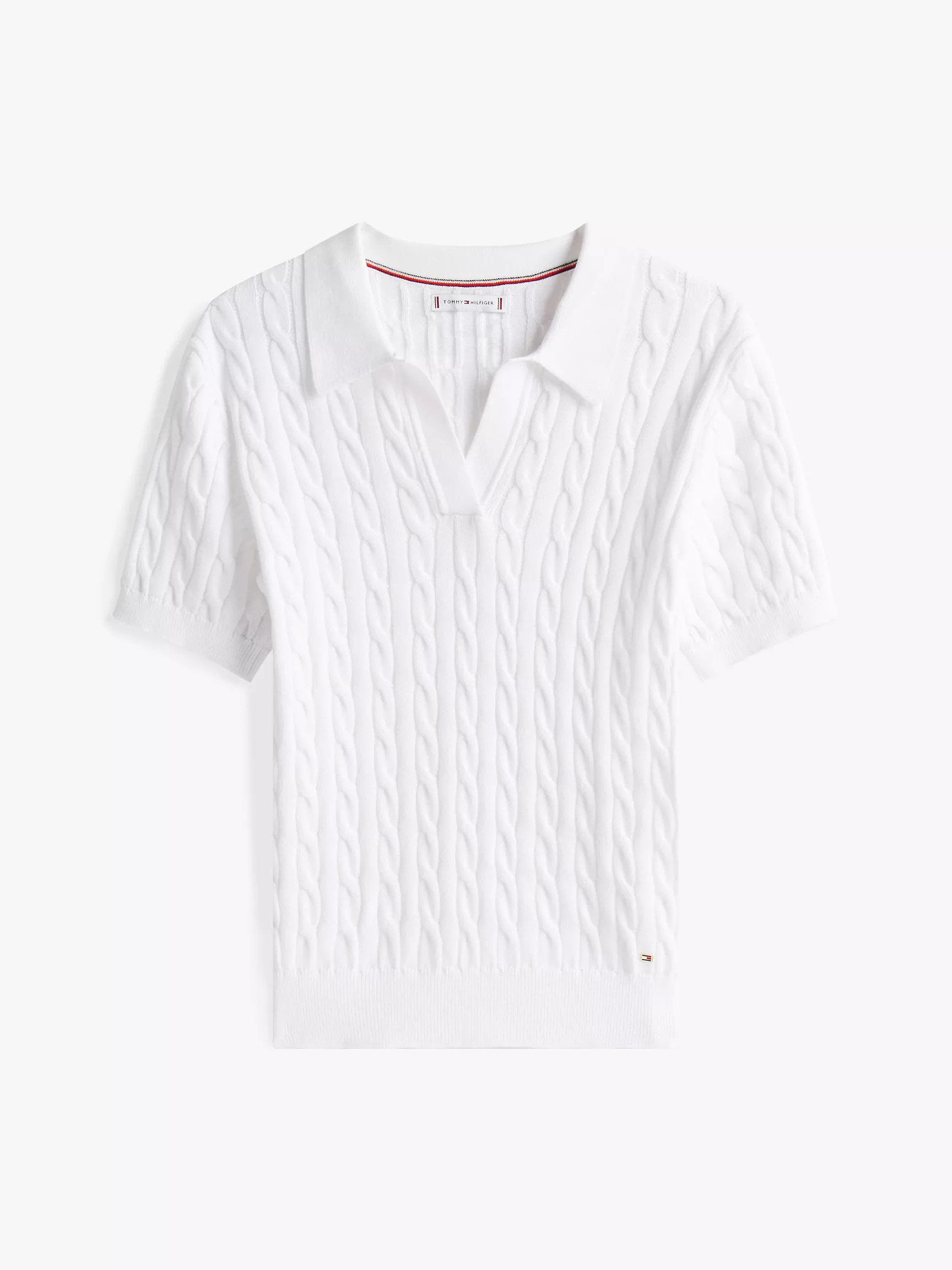 Short-Sleeve Cable Knit Polo Sweater | Tommy Hilfiger | Tommy Hilfiger (US)