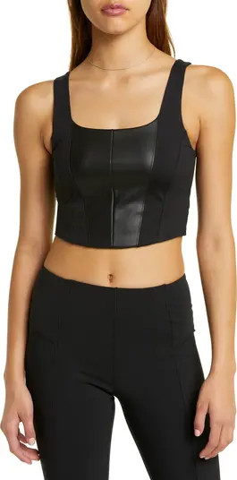 Faux Leather Longline Bra | Nordstrom