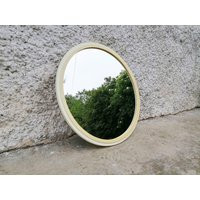 Vintage Mid Century Modern Round Mirror/Plastic White Or Beige Wall /Space Age Retro Home Decor/ 70S | Etsy (US)