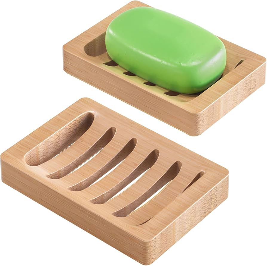 AmazerBath Soap Holder Soap Dish, Bamboo Soap Dish, 2 Pack Wood Bar Soap Holder for Shower, Trays... | Amazon (US)