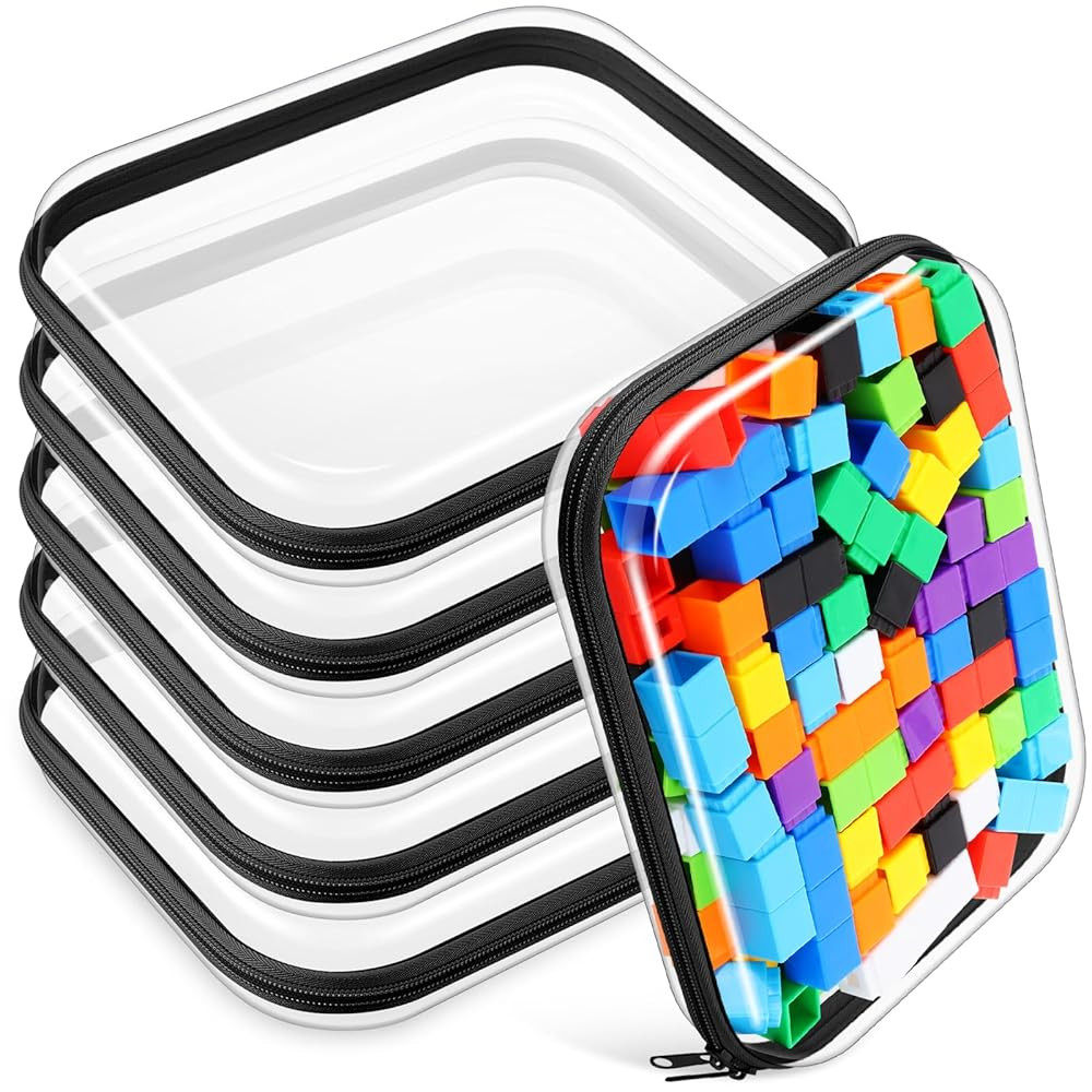 Sanwuta 6 Pcs Clear Hard Zipper Case Hard Plastic Zipper Pouches Makeup Bag Transparent Cases for... | Amazon (US)