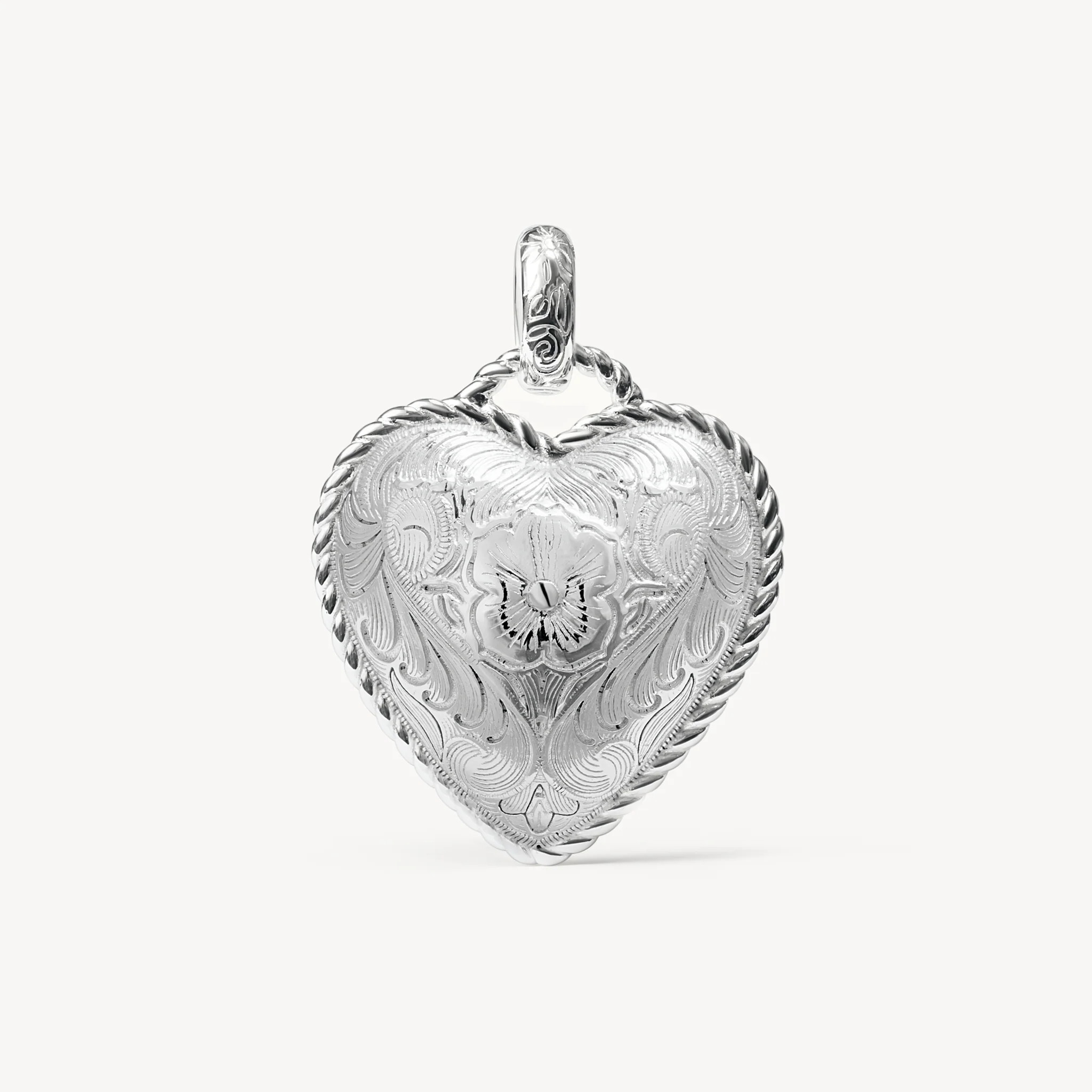 Etched Floral Heart Charm | Hillberg & Berk | Hillberg & Berk