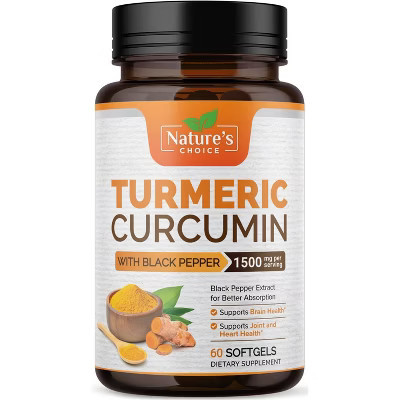 Turmeric Curcumin Supplement 1500mg with Curcuminoids - Tumeric Extract & Black Pepper Best Joint Herbal - 60 Softgels By Nature's Choice | Target