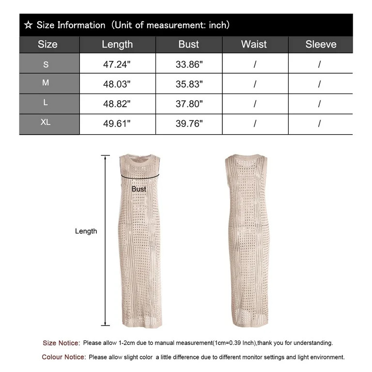 Women Swimsuit Cover up Bikini Sleeveless Beach Dress Crochet Hollow Out Coverup Alsol Lamesa | Walmart (US)