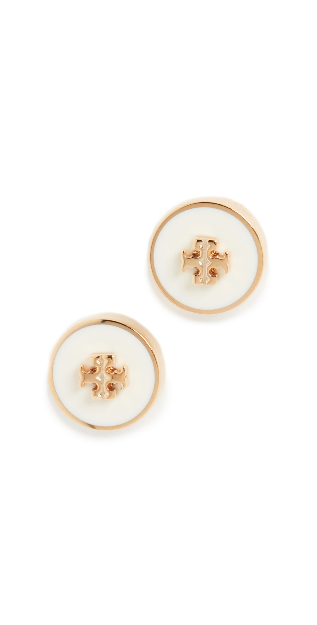 Tory Burch Kira Enamel Circle Stud Earrings Tory Gold/New Ivory One Size | Shopbop