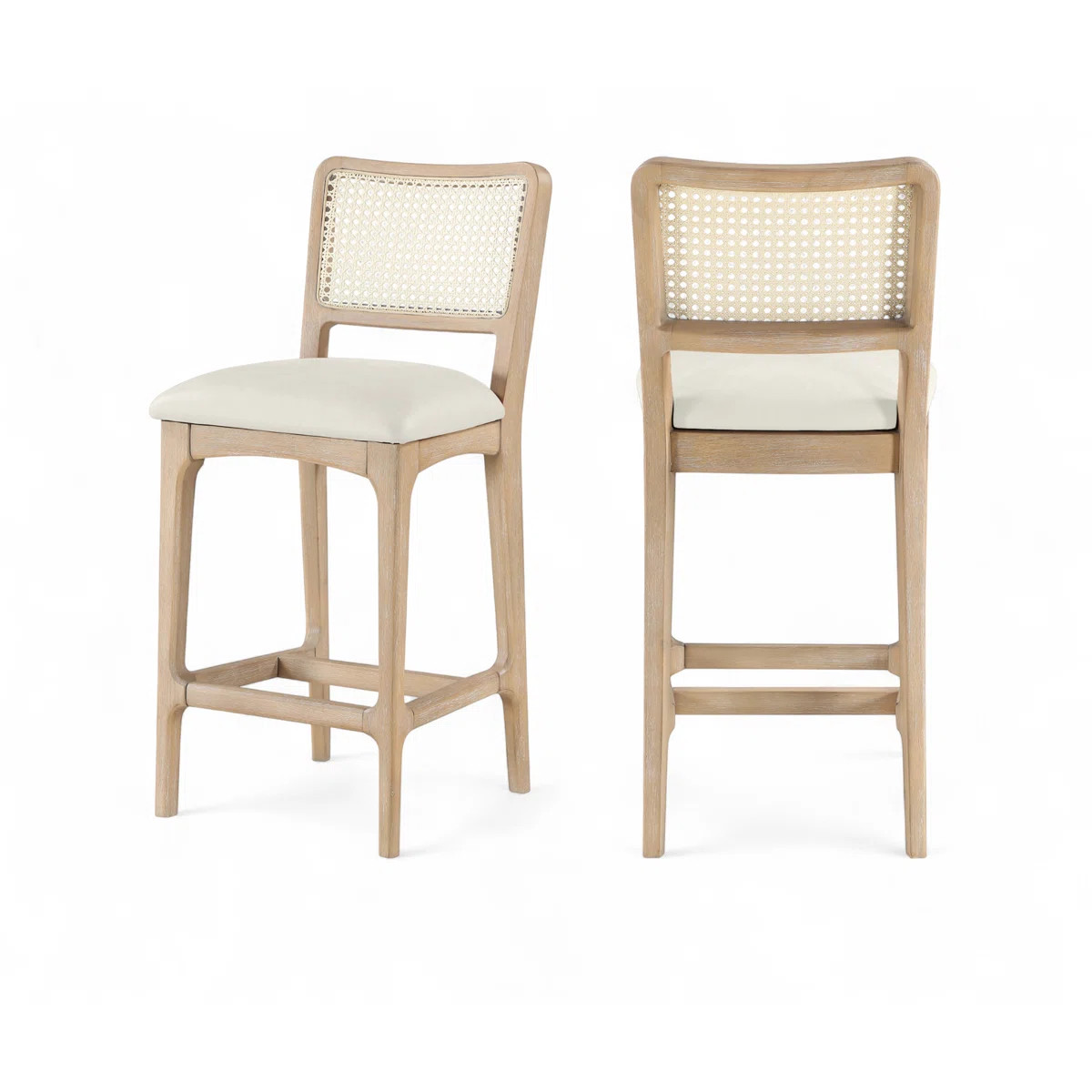 Demeshia Vegan Leather Upholstered Counter Stool (Set of 2) | Wayfair North America