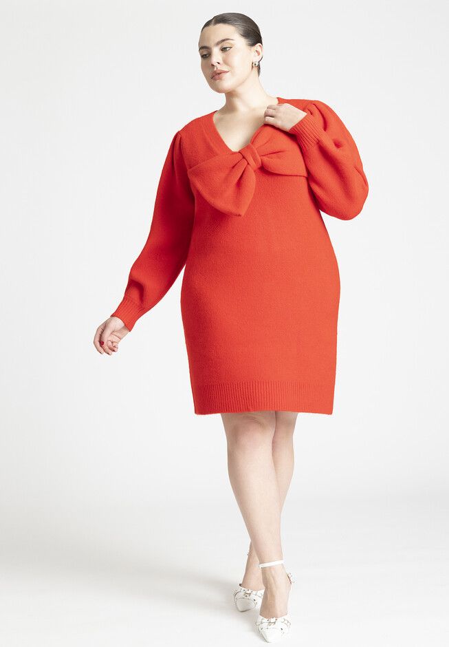 Bow Sweater Mini Dress | Eloquii