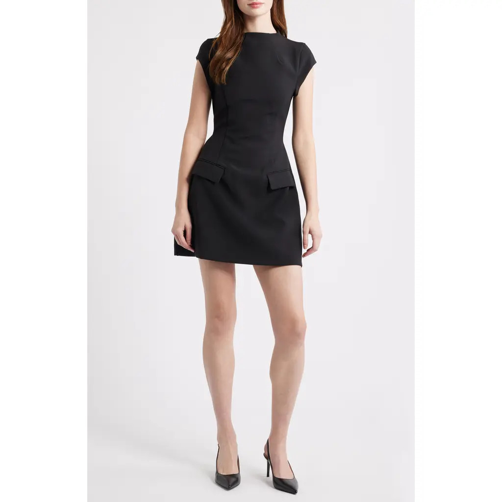 Odd Muse The Ultimate Muse Cap Sleeve Minidress in Black at Nordstrom, Size Small | Nordstrom