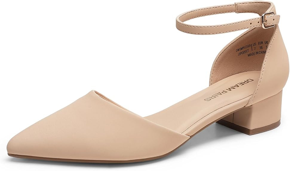 DREAM PAIRS Women's Low Heel Pointed Toe Dress Pumps | Amazon (US)