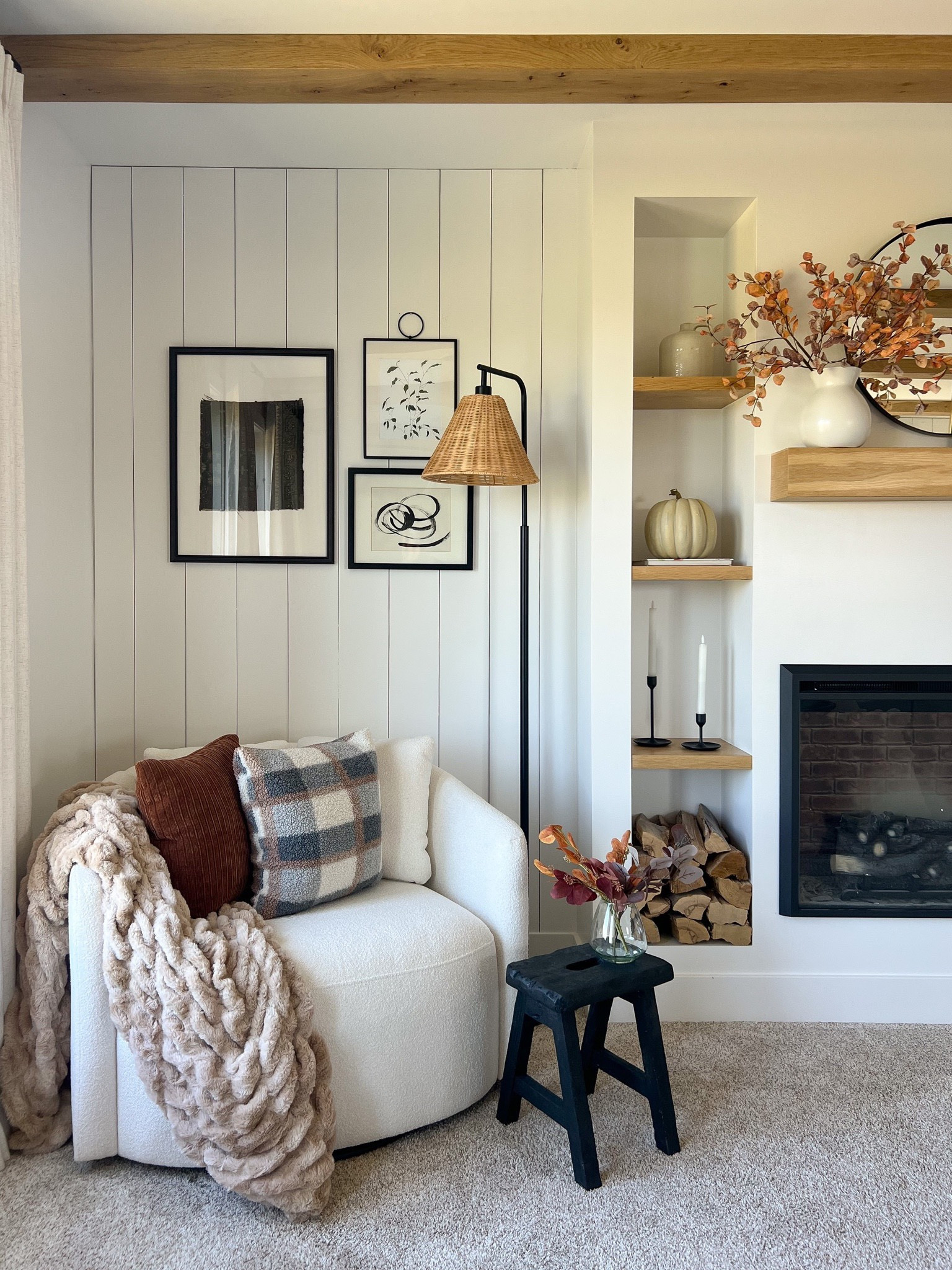 Fall views 🍂

 -accent chair 
-new lamp
-faux stems
-plush blanket
-fall pillows

#bouclechair #bedroom #falldecor #Walmart #floorlamp

#LTKHoliday #LTKSeasonal #LTKsalealert