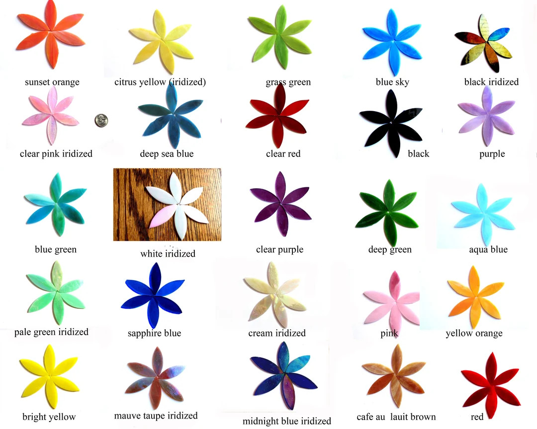 6  XL  Tiffany Glass Flower Petals, Flower Mosaic Tiles, Floral Mosaic Tiles, Stained Glass Tiles... | Etsy (US)