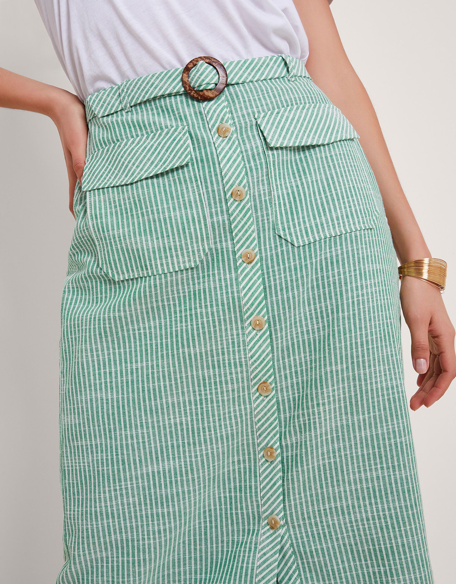 Athena Stripe Skirt Green | Monsoon (UK)