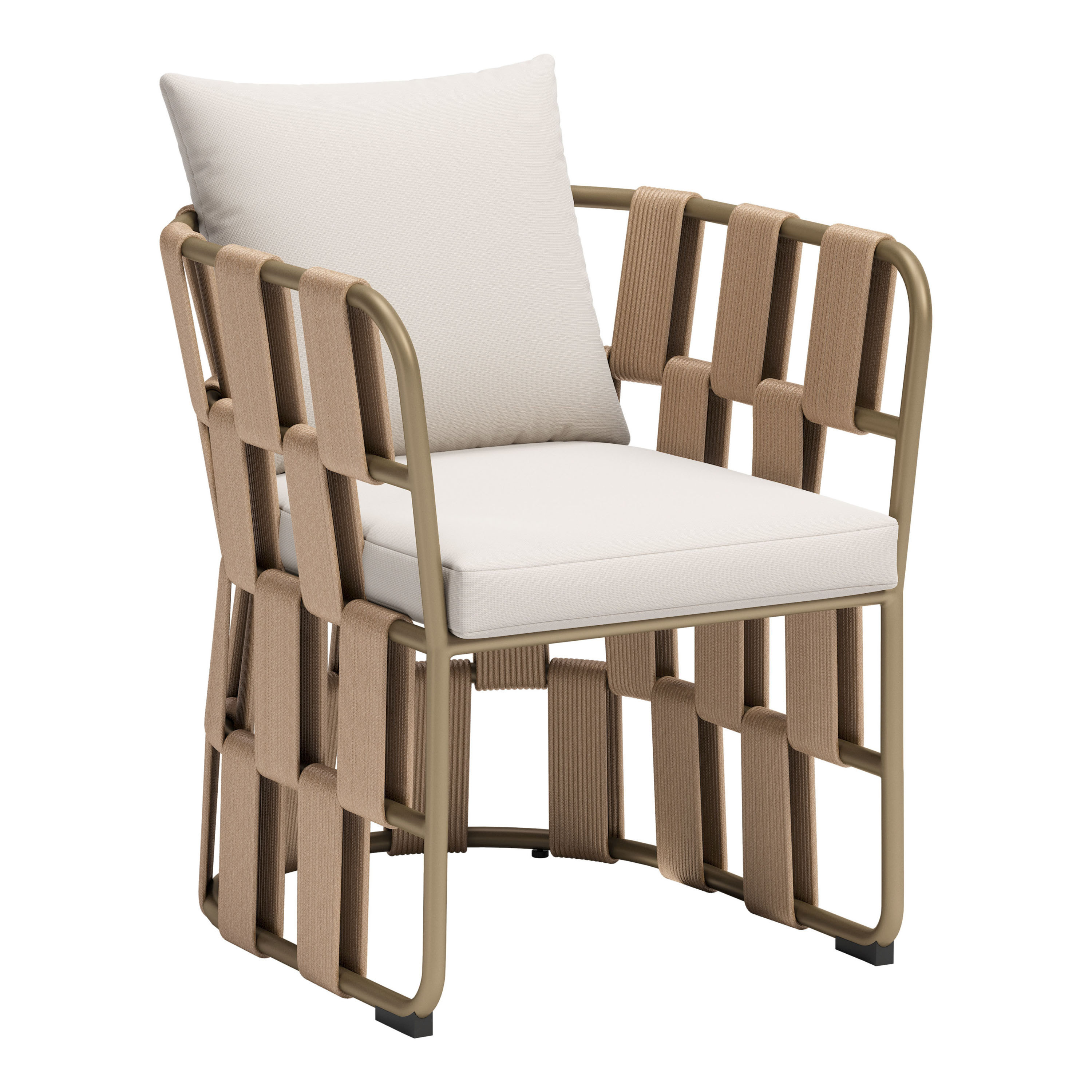 Greer Tan Metal and Fabric Wrapped Outdoor Dining Chair | World Market