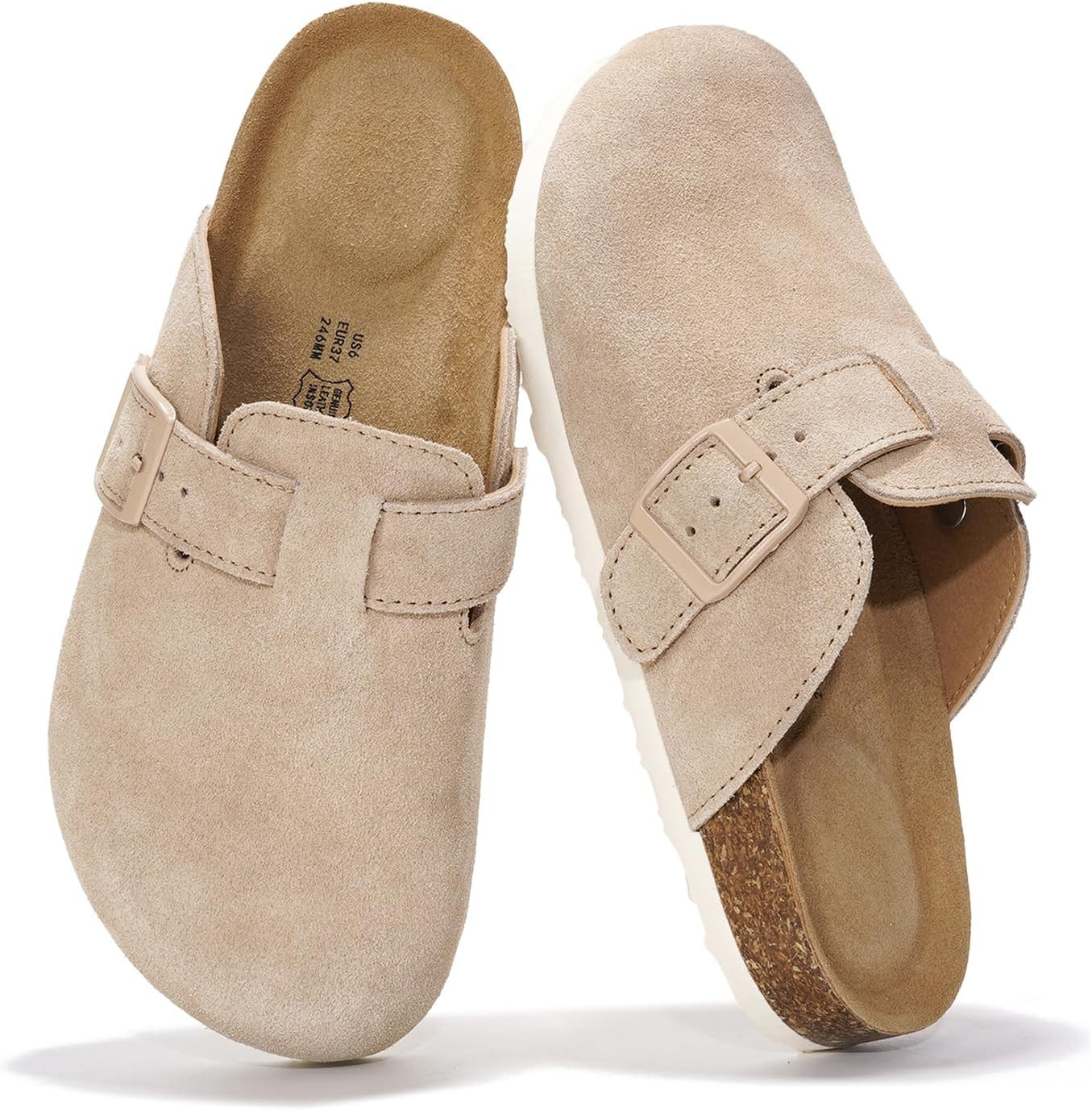 Project Cloud 100% Genuine Leather Womens Cork Footbed Clogs for Women | Amazon (US)