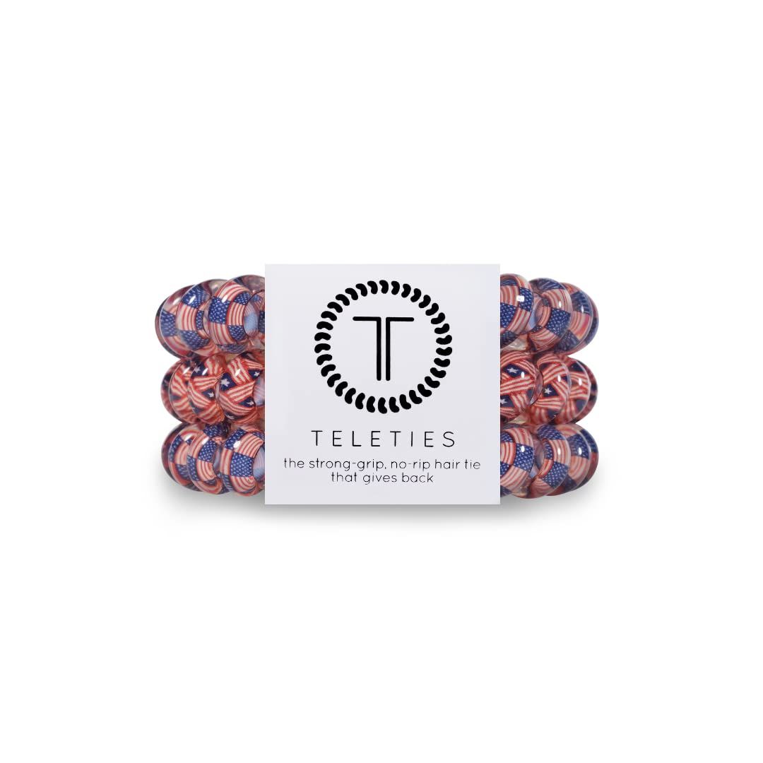 TELETIES - Large Spiral Hair Coils - Americana Collection - Ponytail Holder Hair Ties for Women -... | Amazon (US)