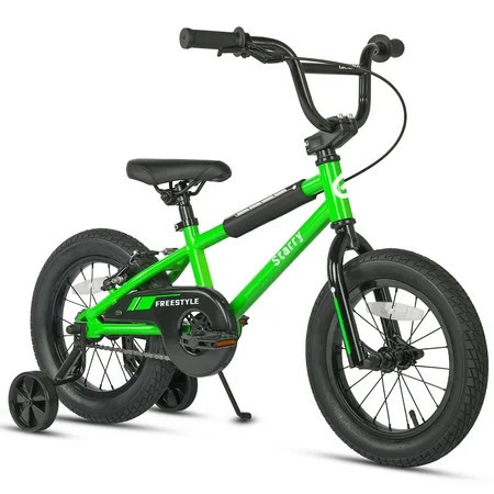 Glerc 14 Inch Little Kids Bike for 3 4 5 Years Old Boys Girls Beiginner Riders BMX Style Bicycle with Training Wheels Coaster & Rear V Brake, Green | Walmart (US)