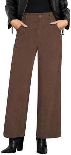 GRAPENT Corduroy Wide Leg Pants Woman High Waisted Fall Business Casual Elastic Waist Loose Trend... | Amazon (US)