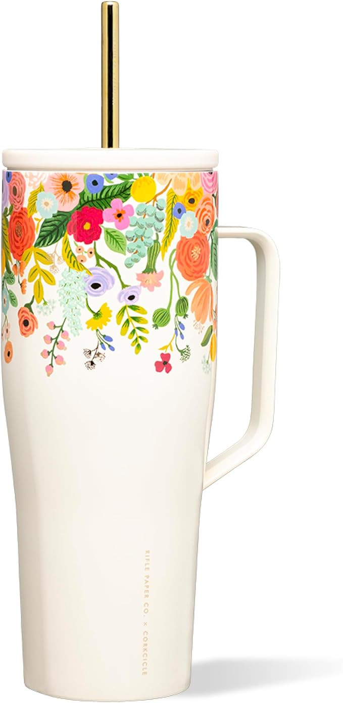 Corkcicle Rifle Paper 30oz Tumbler With Handle, Garden Cream Floral, Reusable Water Bottle, Tripl... | Amazon (US)
