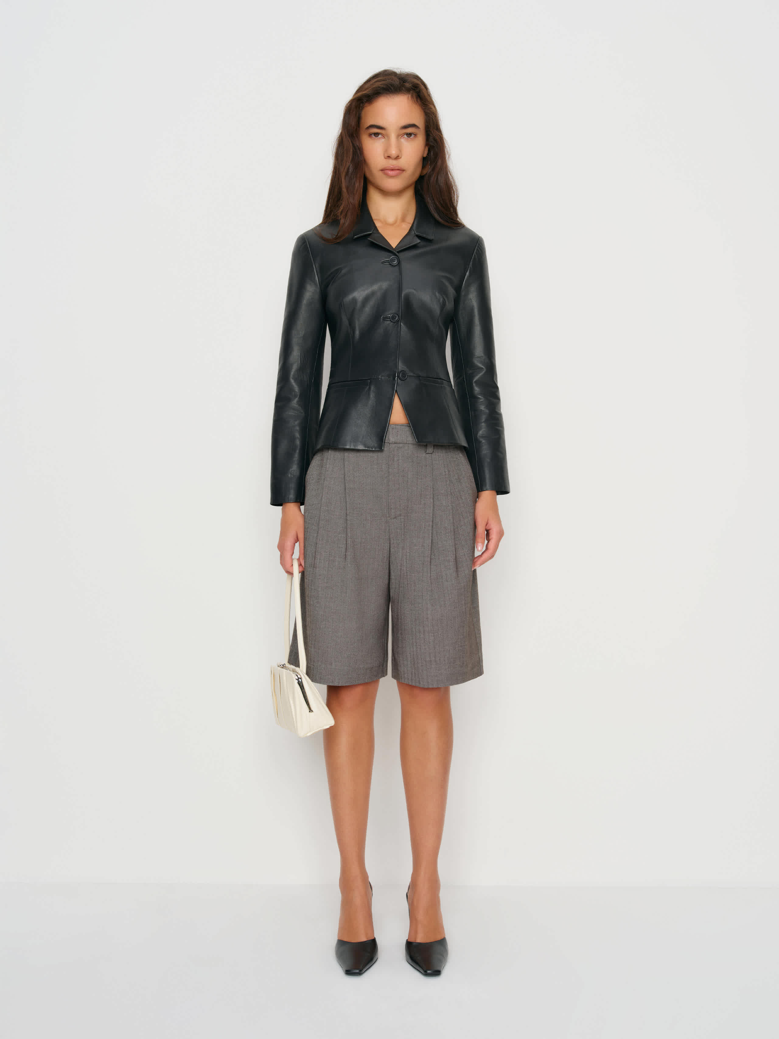 Reformation Drew Short Black Herringbone 0 | Reformation (Global)