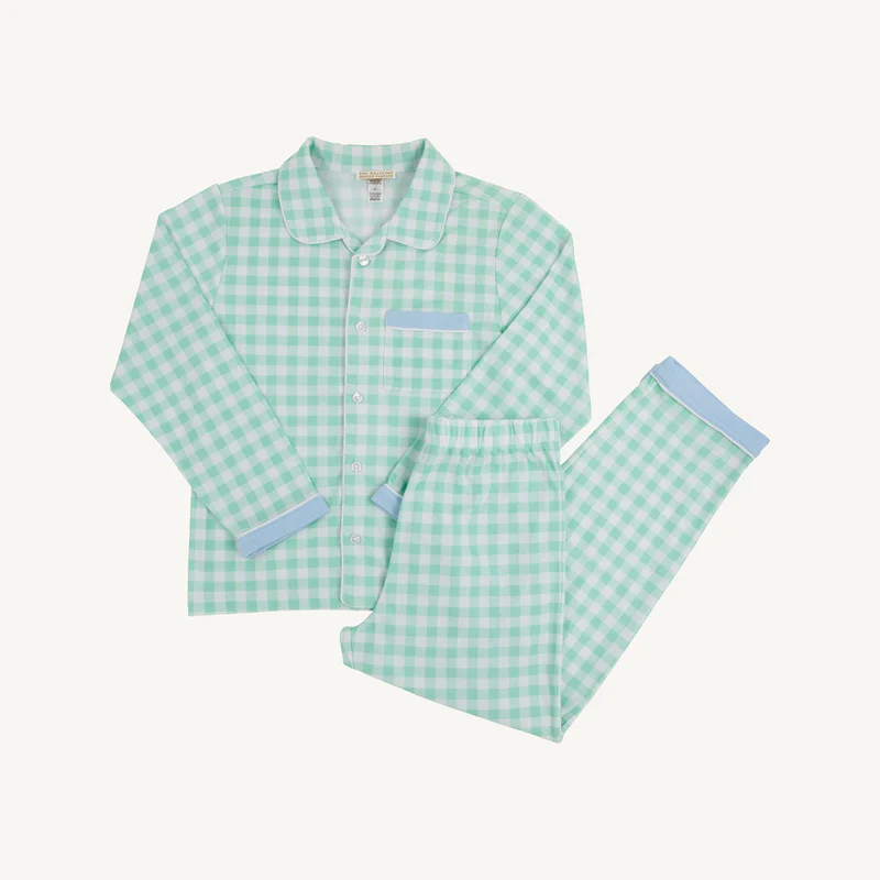 Grace Bay Green Gingham with Beale Street Blue with Worth Avenue White | The Beaufort Bonnet Company