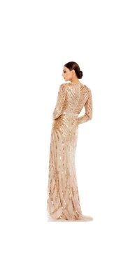 Mac Duggal 5438 Gold Copper Long Sleeve Streaked Sequin Gown Size 8 NWT  | eBay | eBay US