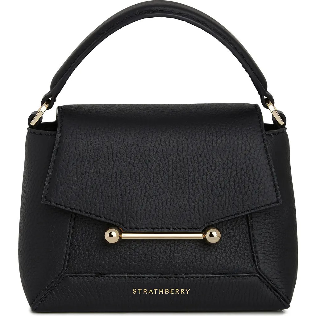 Strathberry Mini Mosaic Leather Top Handle Bag in Black at Nordstrom | Nordstrom