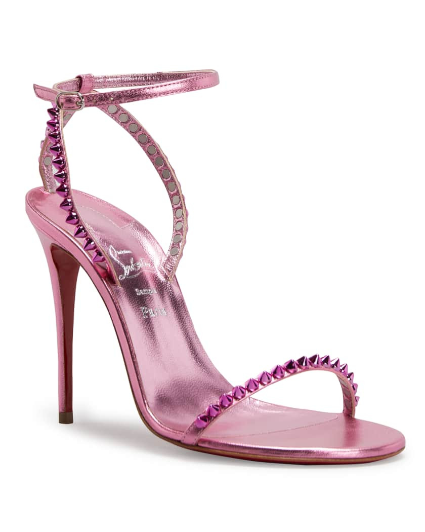 Christian Louboutin So Me Red Sole Spike Metallic Leather Sandals | Neiman Marcus