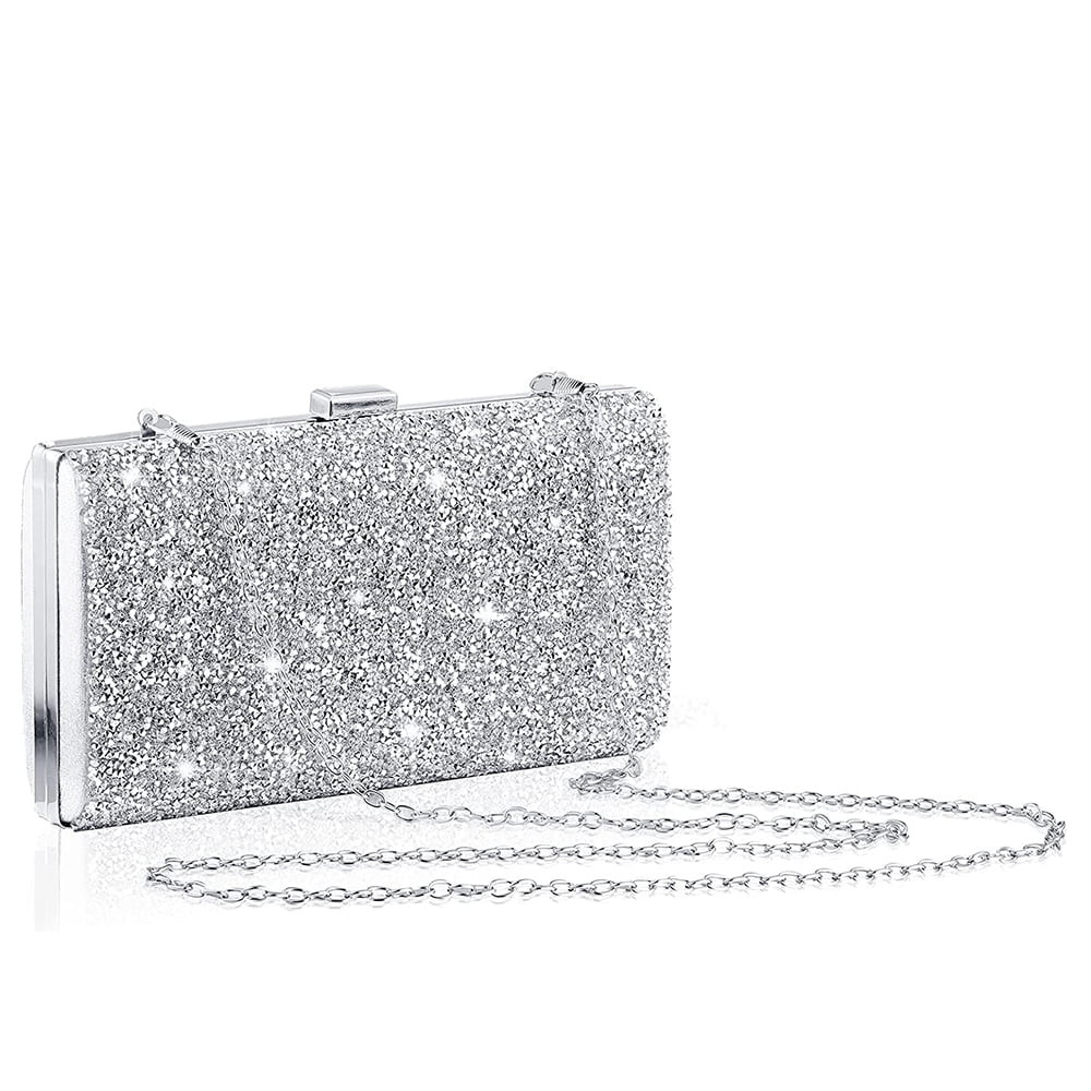 Clutch Purse Evening Bag for Women Prom Glitter Sparkling Handbag With Detachable Chain for Weddi... | Walmart (US)
