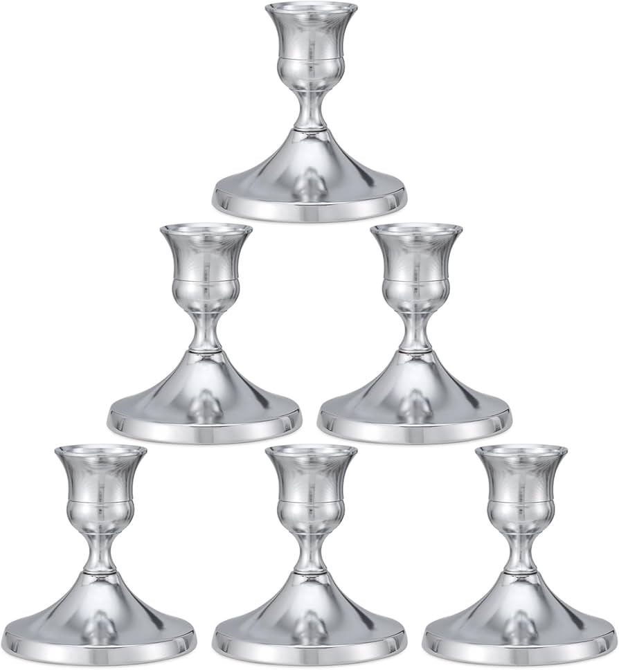 Candlestick Holders Taper Candle Holders, 6PCS Silver Candle Holder Set for Table Centerpiece, Vi... | Amazon (US)