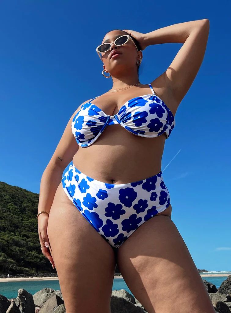 Avani Bikini Bottoms Blue Multi Curve | Princess Polly US