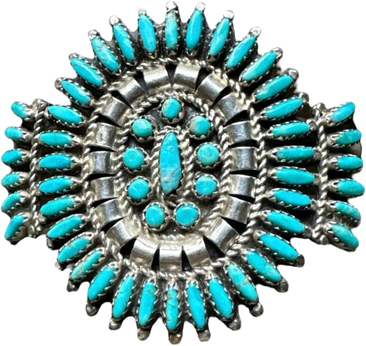 Navajo Sterling Silver Blue Turquoise Cluster Needlepoint Cuff Bracelet V R Nez | Amazon (US)