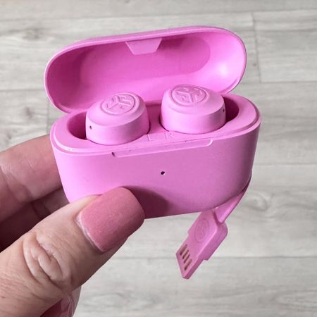 These just came! How stinking cute are these? Jbuds Mini on drop for under $30 today!  They're super compact - I'll post a comparison to the AirPods case below - also like the key ring on them! Sound is great, especially considering price point! The JBuds True Pop are also still under $20  👇! A bunch of colors! The Pop do work independently of one another for that "one bud in" thing we have going over here... very important detail 😂! (#ad)