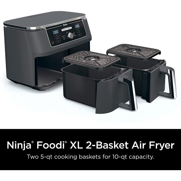 Ninja DZ401 Foodi 6-in-1 10 Quart XL 2-Basket Air Fryer with DualZone Technology, with 2 Crisper ... | Walmart (US)