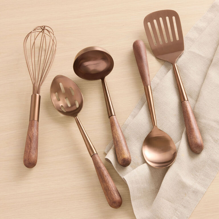 Copper and Natural Mango Wood Kitchen Utensil Collection | World Market