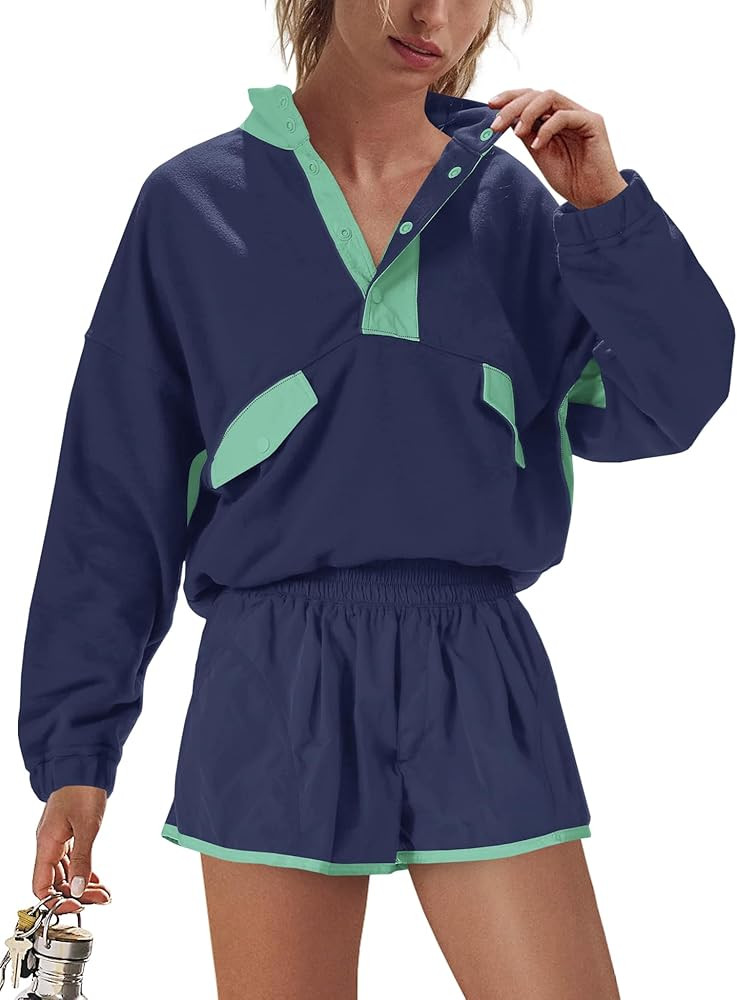 Nirovien Womens Workout Sets Athletic Activewear 2 Piece Sets Two Piece Outfits Pullover Sweatshi... | Amazon (US)