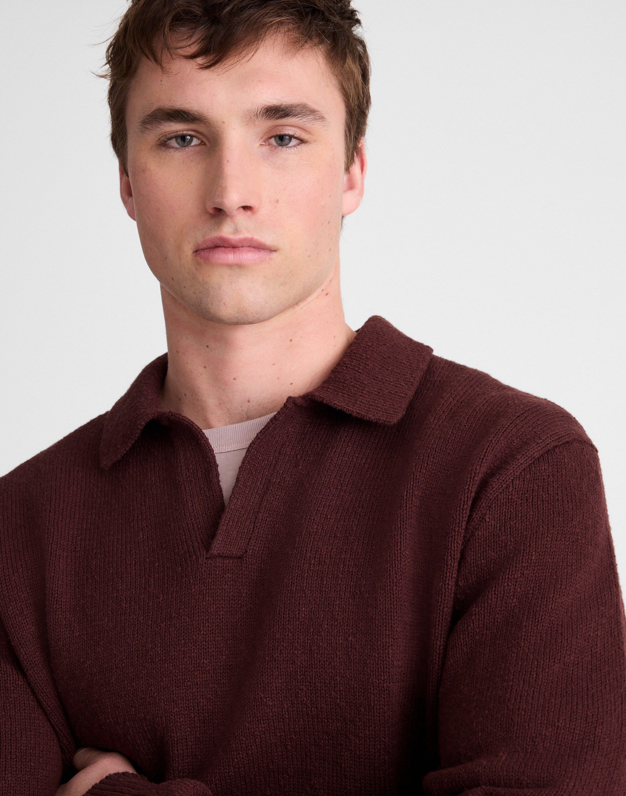 Johnny-Collar Sweater Polo in Textured Cotton | Madewell