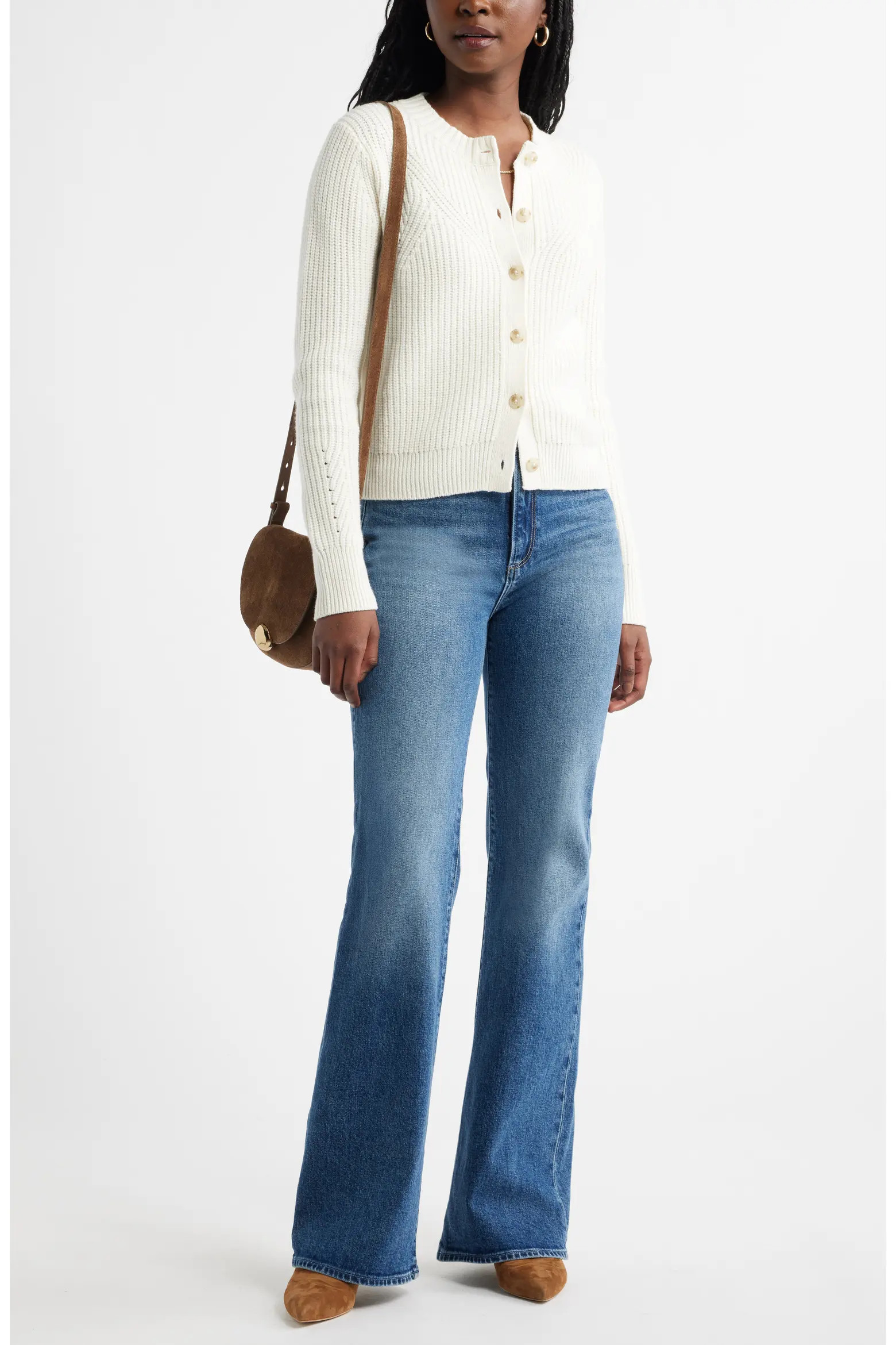 Shaker Stitch Pointelle Pima Cotton & Merino Wool Cardigan (Women) | Nordstrom | Nordstrom