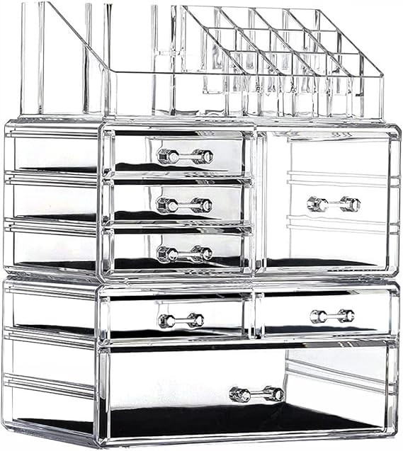 Cq acrylic Makeup Organizer Skin Care Large Clear Cosmetic Display Cases Stackable Storage Box Wi... | Amazon (US)