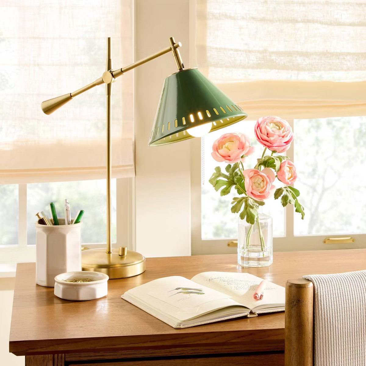 Hinge Desk Table Lamp Green/Brass - Hearth & Hand™ with Magnolia | Target