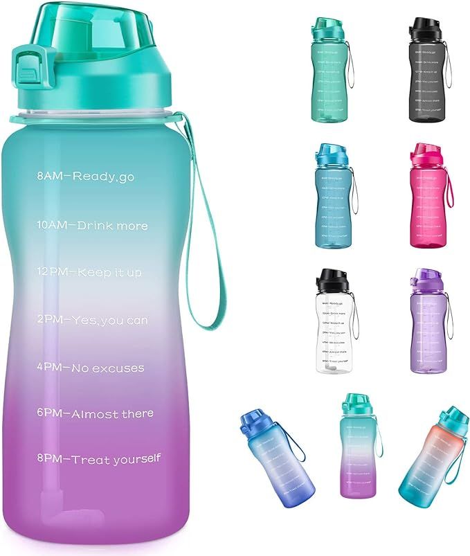 4AMinLA Motivational Water Bottle 64/100oz Half Gallon Jug with Straw and Time Marker Large Capac... | Amazon (US)