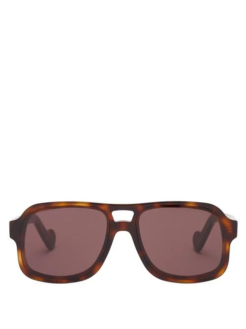 Moncler - Aviator Tortoiseshell-acetate Sunglasses - Womens - Tortoiseshell | Matches (US)