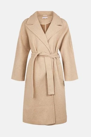 Cosy Knit Back Belted Wrap Coat | Warehouse UK & IE
