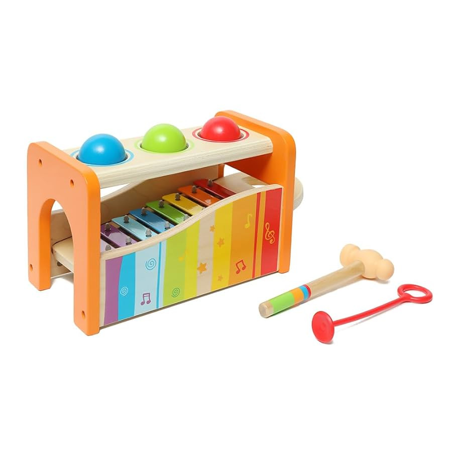 Hape Pound & Tap Bench with Slide Out Xylophone - Award Winning Durable Wooden Musical Pounding T... | Amazon (US)