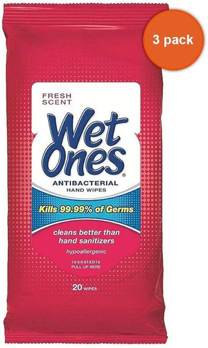 20CT Wet Ones Wipes - Pack of 3 | Amazon (US)