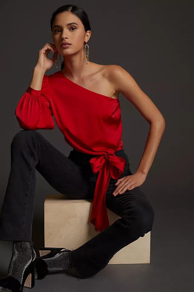 Draped Puff-Sleeved Blouse | Anthropologie (US)