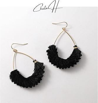 Handmade Multi-color Tassel Earrings - Boho Short Fringe Earrings Jewelry, Teardrop Dangle Earrin... | Amazon (US)