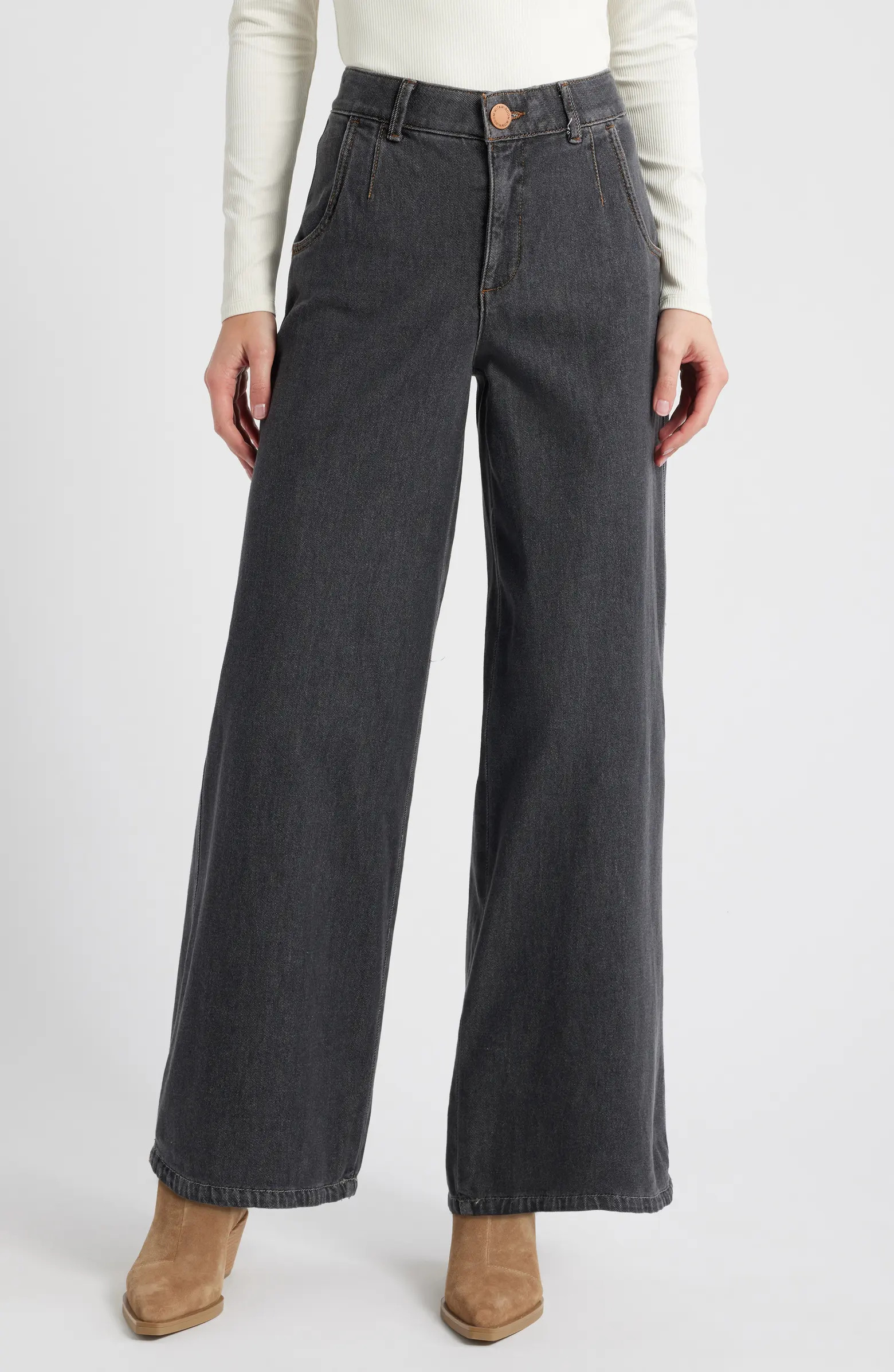 Wit & Wisdom Whitney 'Ab'Solution Skyrise Wide Leg Ankle Jeans | Nordstrom | Nordstrom