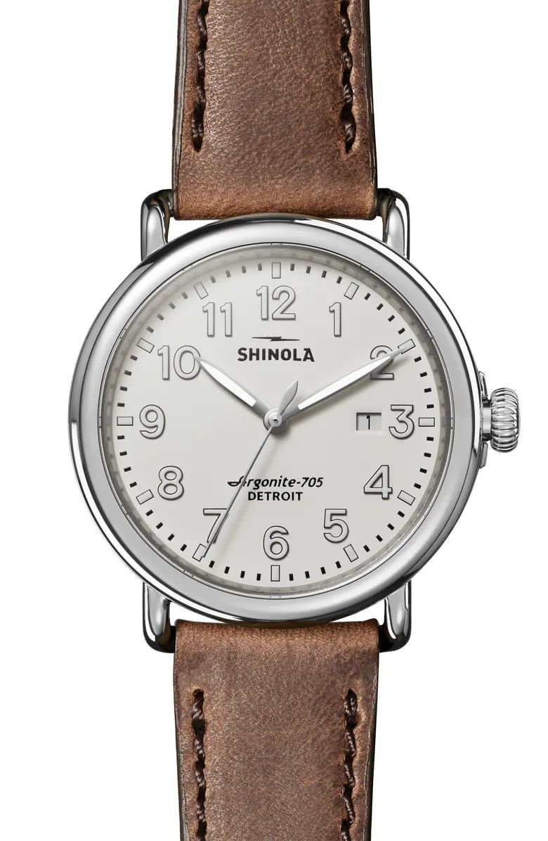 The Runwell Leather Strap Watch, 41mm | Nordstrom
