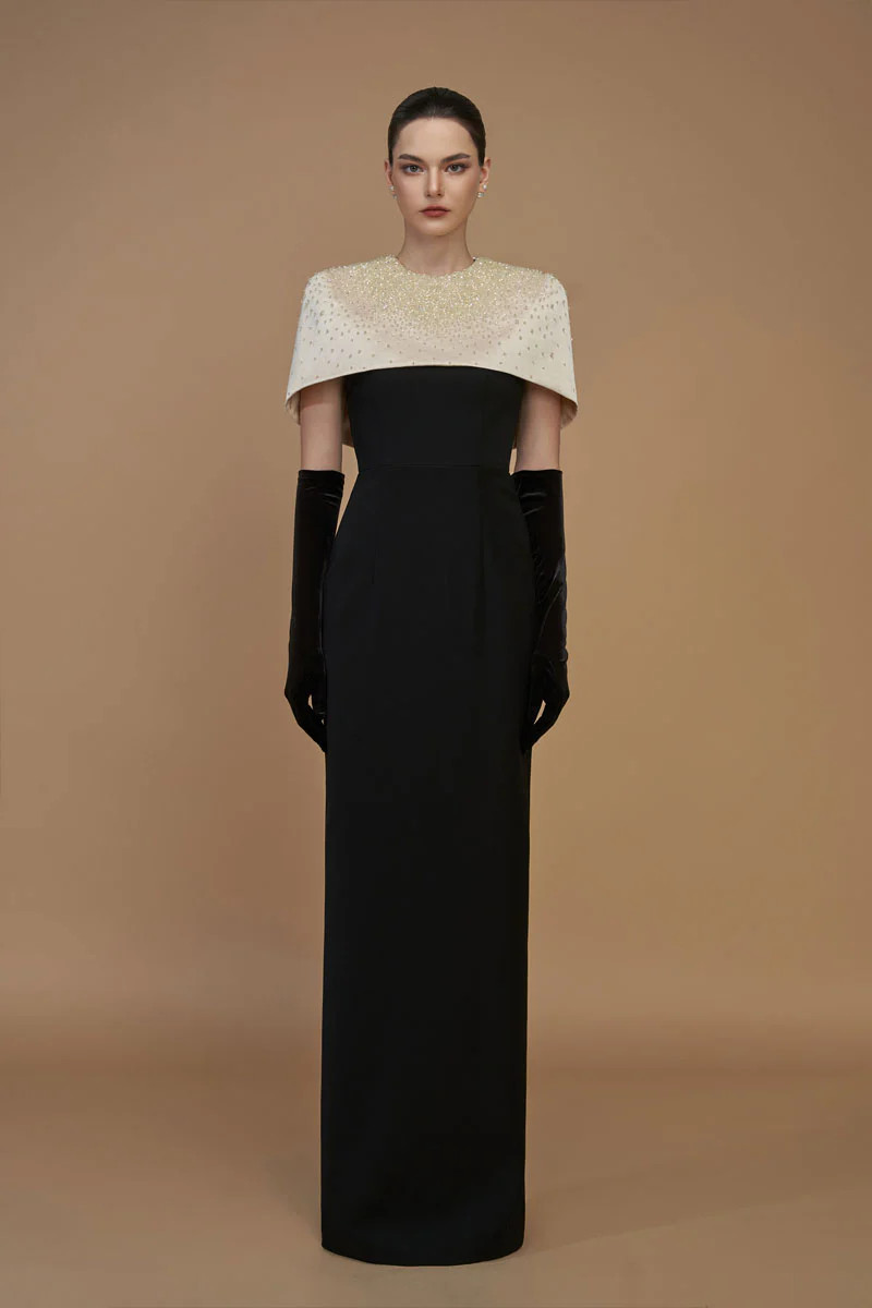 CREPE AND SILK TAFFETA CAP SLEEVE GOWN IN WHITE | I.H.F | CULT MIA | CULT MIA UK LTD